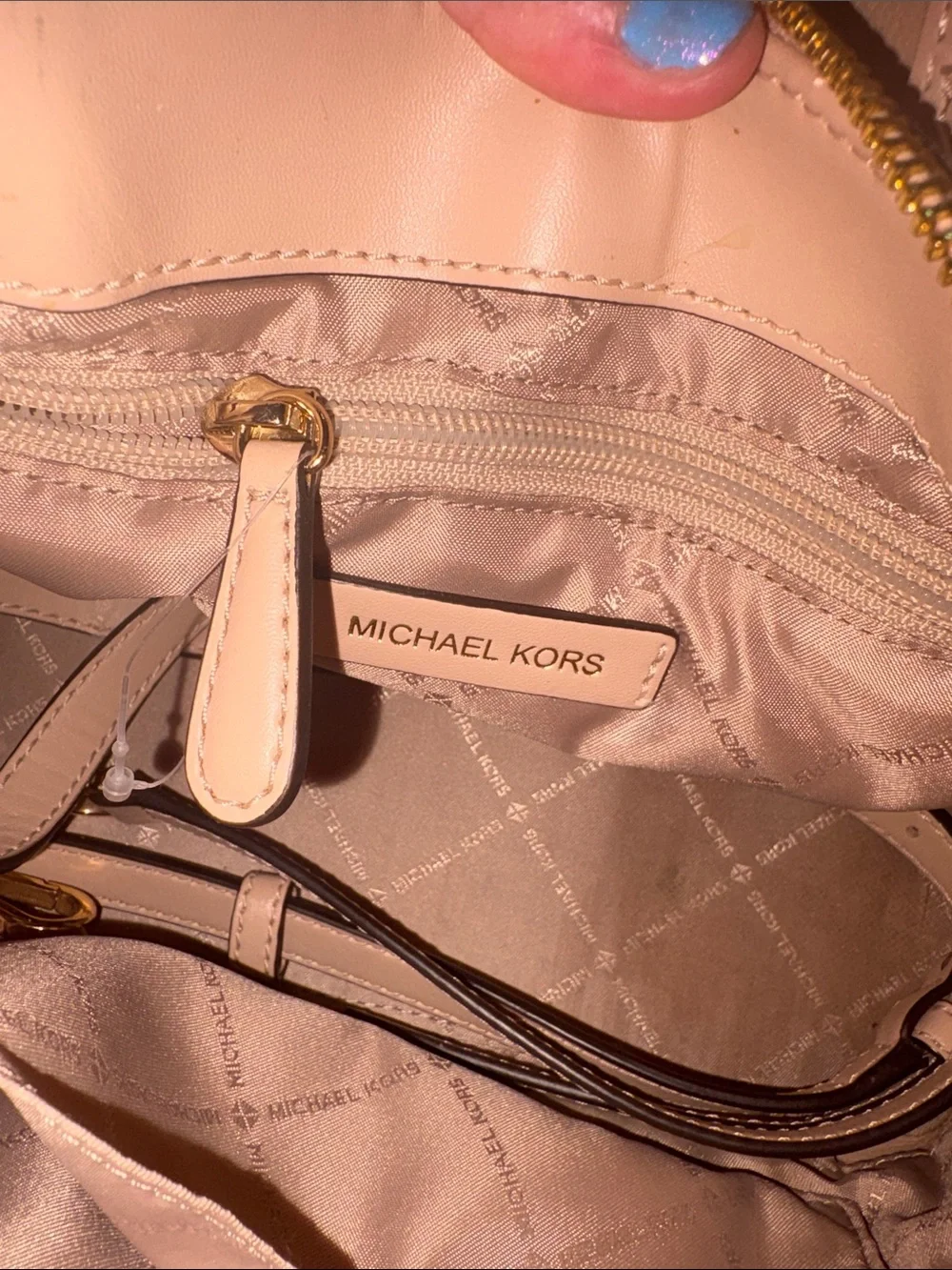 Michael Kors Nude tan Pebbled Leather Satchel with Gold Hardware